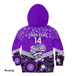 Custom Hobart Hurricanes Cricket Christmas Kid Hoodie Merry Xmas Indigenous Art