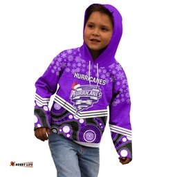 Custom Hobart Hurricanes Cricket Christmas Kid Hoodie Merry Xmas Indigenous Art