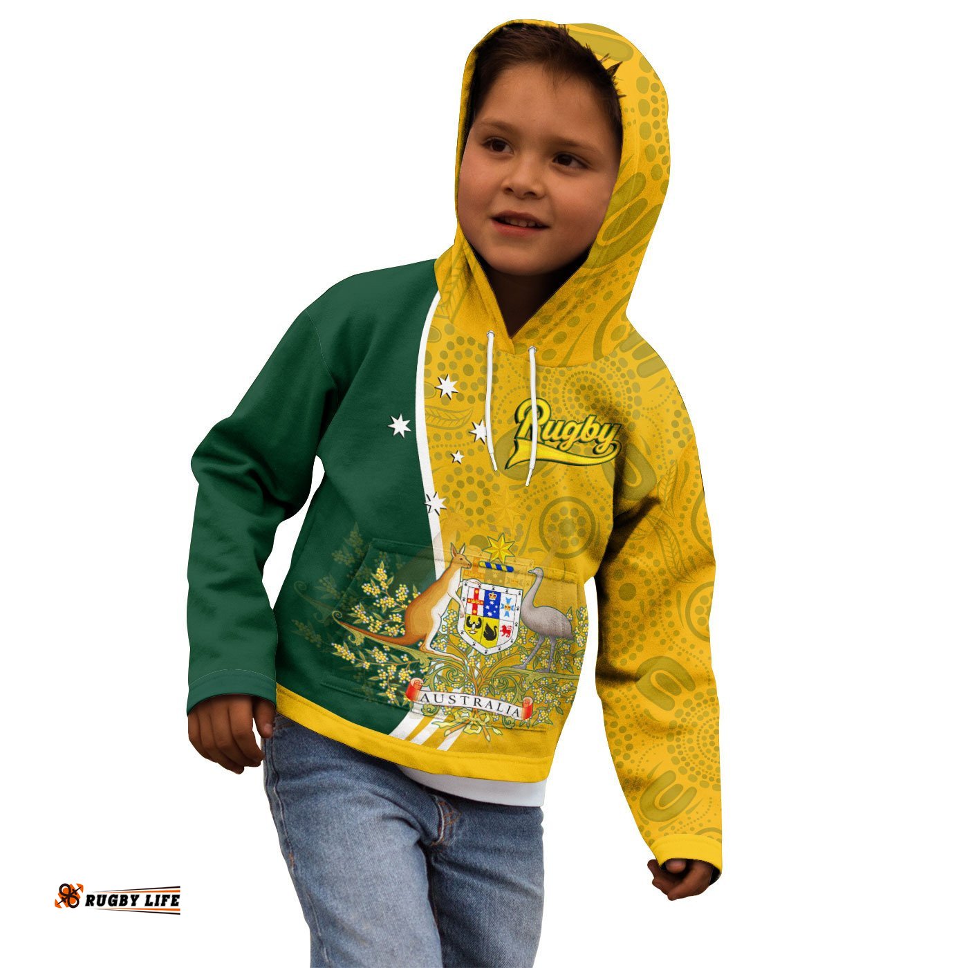 Hoodie Kids Australia Coat Of Arm In Rugby Style