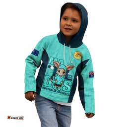 Custom Matildas Kid Hoodie Australian Cute Mascot Unique Turquosie Version