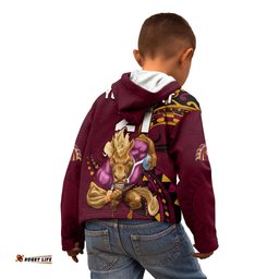 Custom NRL Broncos Premiers Kid Hoodie Mascot with Polynesian Pattern Version