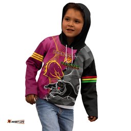 Panthers And Broncos Rugby Kid Hoodie Grand Final Penrith Brisbane Together