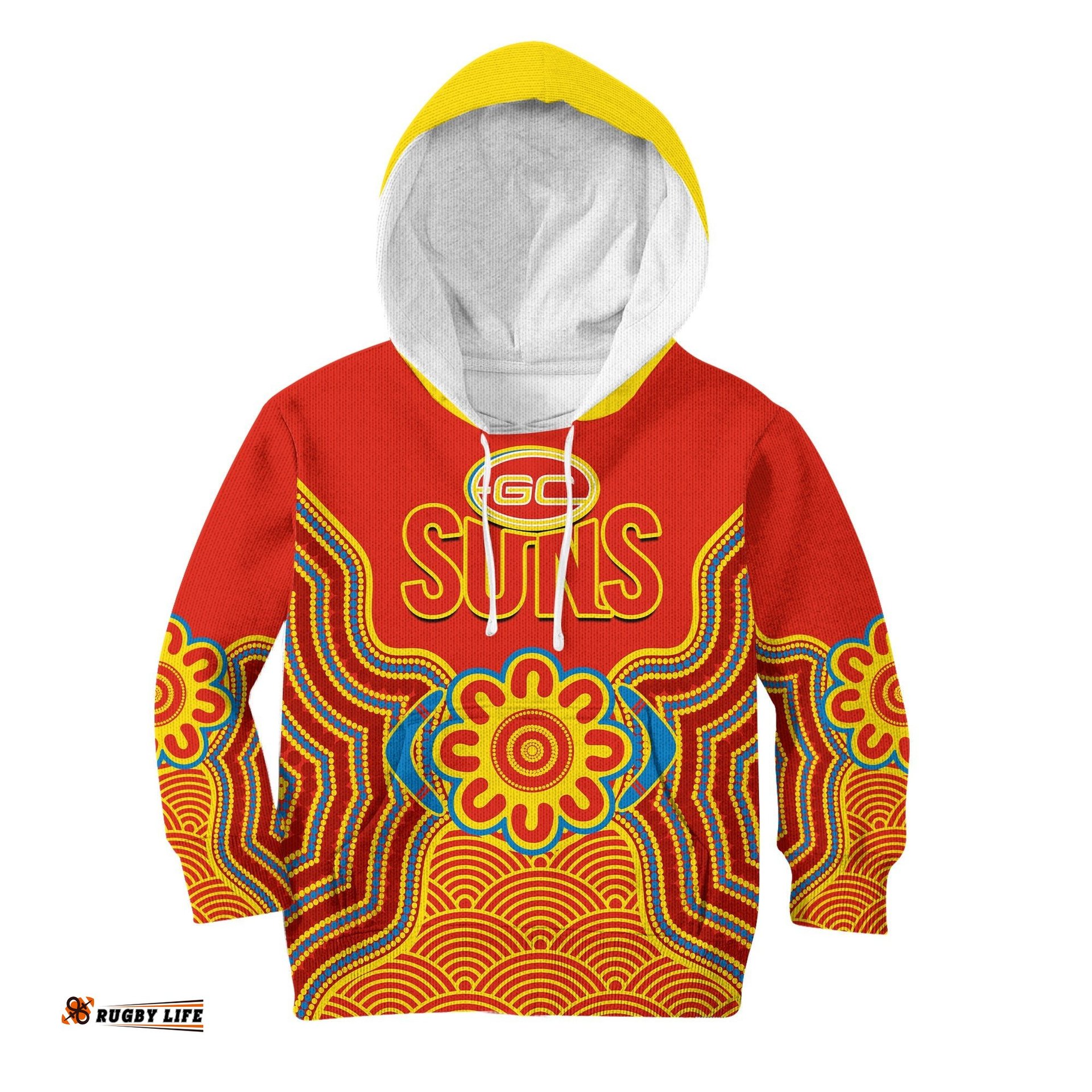 Gold Coast Football Hoodie KID Suns Indigenous Pattern