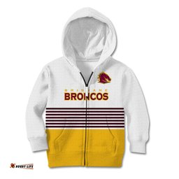 Custom Text And Number Broncos Rugby Kid Hoodie Sporty Style White Version