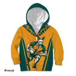 Custom Australia Rugby Kid Hoodie Wallabies Mascots Sporty Version