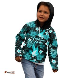 Australian Heat Cricket Kid Hoodie Baeuty Pacific Hibiscus and Polynesian Pattern