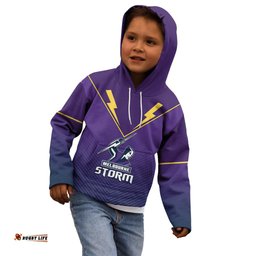 Custom Text And Number Storm Rugby Kid Hoodie Purple Sporty Go Storm