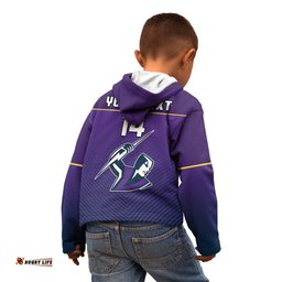 Custom Text And Number Storm Rugby Kid Hoodie Purple Sporty Go Storm