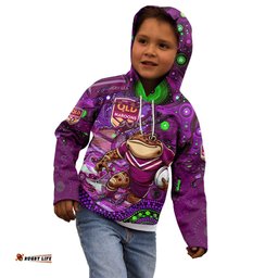 Personalised Mascot Queensland Maroons Rugby Kid Hoodie Aboriginal Galaxy