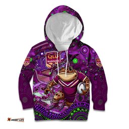 Personalised Mascot Queensland Maroons Rugby Kid Hoodie Aboriginal Galaxy