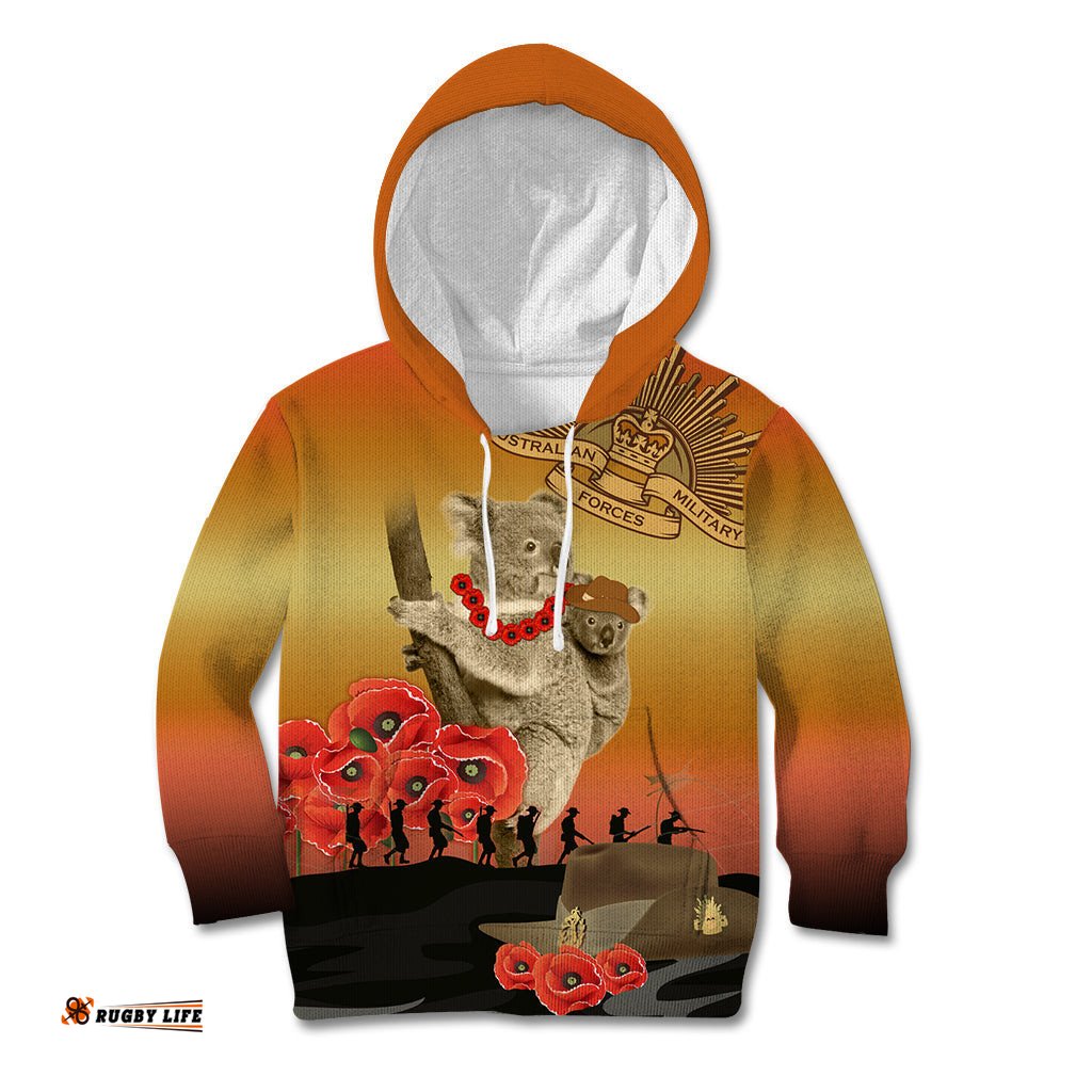Australia Koala Soldier Style Kid Hoodie Last Post Lest We Forget