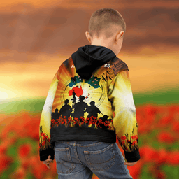 And New Zealand ANZAC Day Zip Up Hoodie Kids ANZAC Memories
