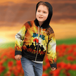 And New Zealand ANZAC Day Zip Up Hoodie Kids ANZAC Memories