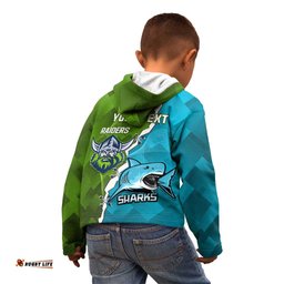 Personalised Sharks And Raiders Rugby Kid Hoodie Sporty Style