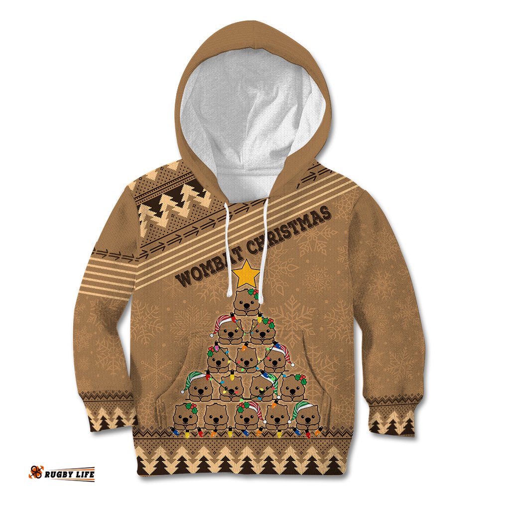Wombat Christmas Tree Kid Hoodie Australia Merry Xmas Simple Style