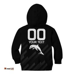 Custom Text And Number NRL Dolphins Rugby Kid Hoodie Simple Black Style