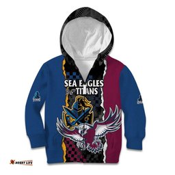 Titans and Manly Eagle Kid Hoodie Rugby Together Sporty Style