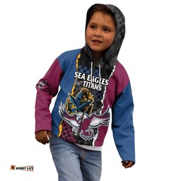 Titans and Manly Eagle Kid Hoodie Rugby Together Sporty Style