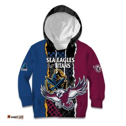 Titans and Manly Eagle Kid Hoodie Rugby Together Sporty Style