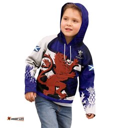 Scotland Celtic Hoodie Kid Scottish Lion and Thistle Pattern Brush