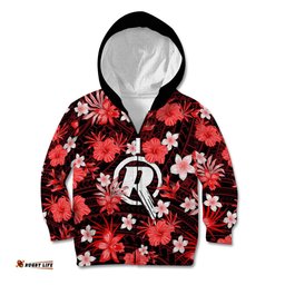Australian Renegades Cricket Kid Hoodie Baeuty Pacific Hibiscus and Polynesian Pattern