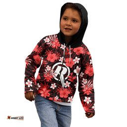 Australian Renegades Cricket Kid Hoodie Baeuty Pacific Hibiscus and Polynesian Pattern