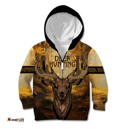 Personalised Deer Hunting Kid Hoodie Forest Vibes