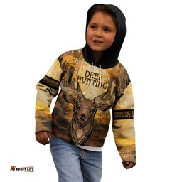 Personalised Deer Hunting Kid Hoodie Forest Vibes