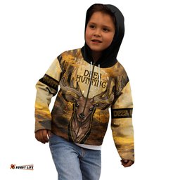 Personalised Deer Hunting Kid Hoodie Forest Vibes