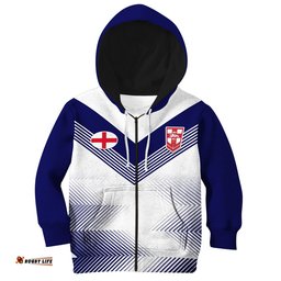Custom Text And Number England Rugby Hoodie KID National Team Sporty Style