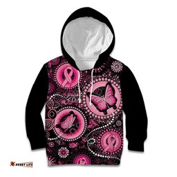 Personalised Australia Indigenous Kid Hoodie Breast Cancer Ribbon Think Pink Black Version