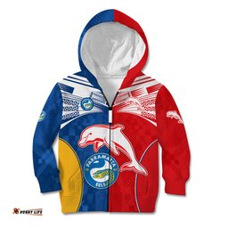 Custom Text And Number NRL Dolphins Combine Parra Eels Kid Hoodie Sporty Style
