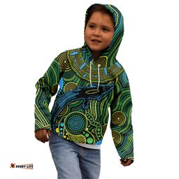 Aboriginal Green Crocodine Abstract Art Pattern Kid Hoodie