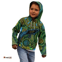 Aboriginal Green Crocodine Abstract Art Pattern Kid Hoodie