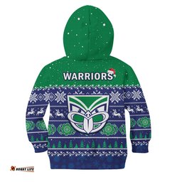 Warriors Rugby Hoodie KID New Zealand Indigenous Merry Christmas