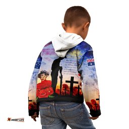 Custom ANZAC Kid Zip Up Hoodie ANZAC Lest We Forget The Australian Army