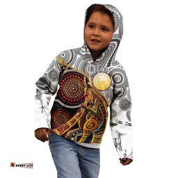 Aboriginal Kangaroo Pattern Dot Art Kid Hoodie