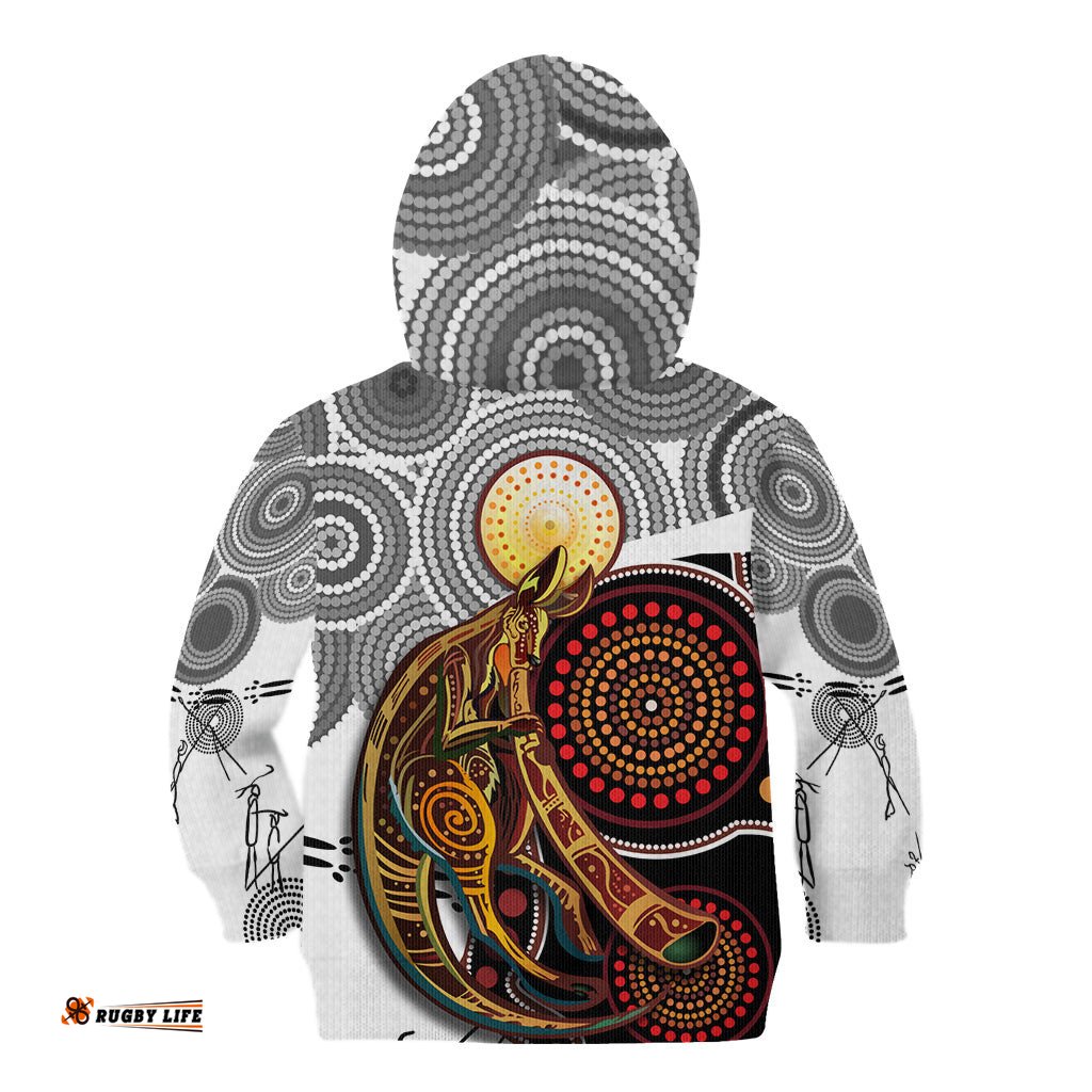 Aboriginal Kangaroo Pattern Dot Art Kid Hoodie