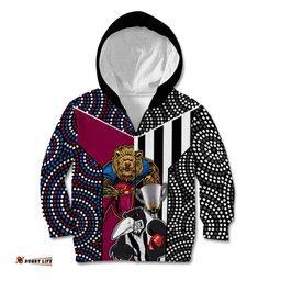 AFL Magpies Combine Lions Kid Hoodie Together Go Champions
