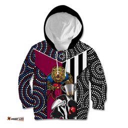 AFL Magpies Combine Lions Kid Hoodie Together Go Champions