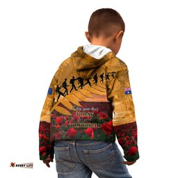 ANZAC Day 2024 Kid Hoodie Silver Fern With A Trumpet Soldier