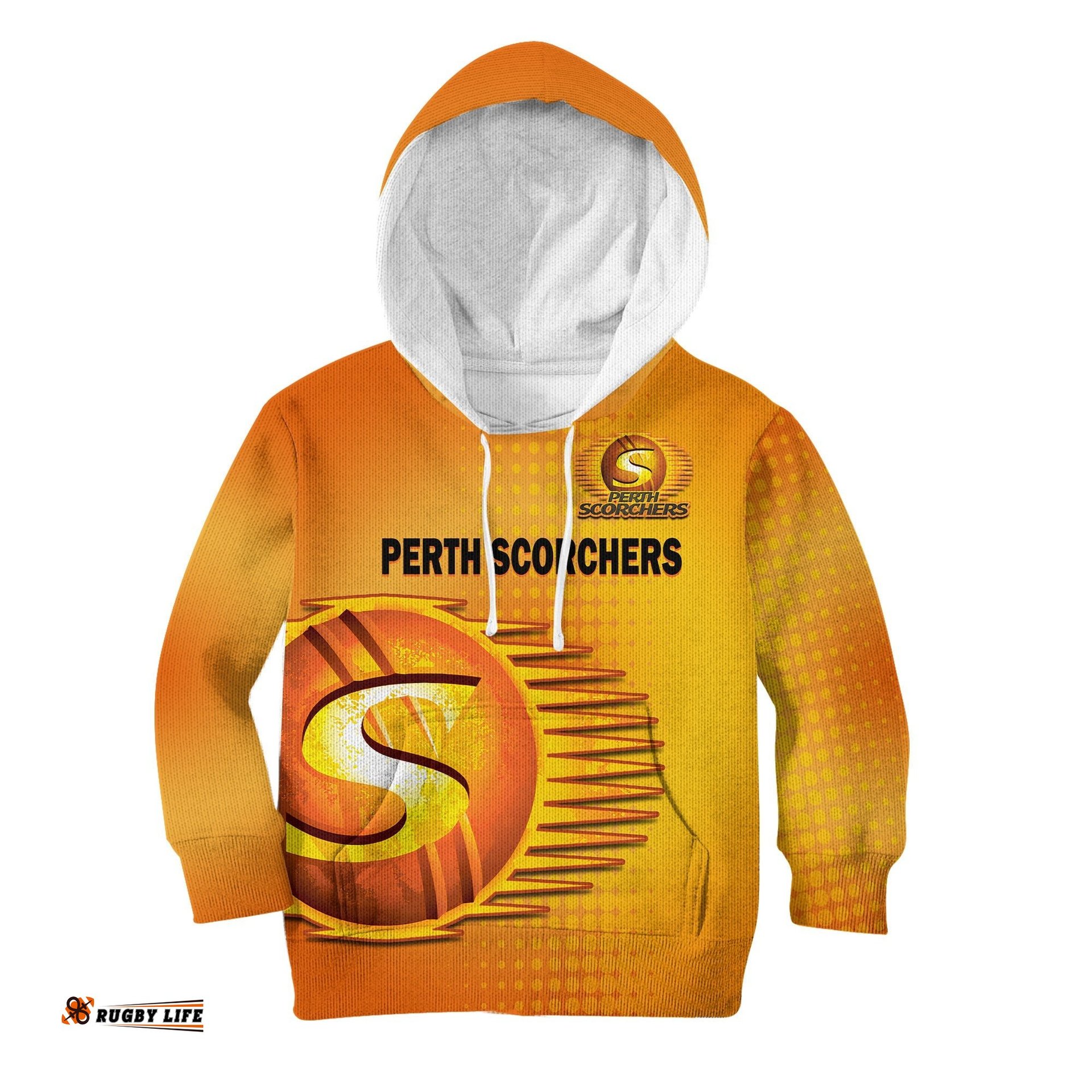 Custom Text And Number Perth Scorchers Cricket Hoodie KID Simple Style