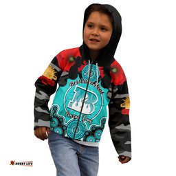 Brisbane Heat ANZAC 2024 Kid Hoodie Lest We Forget Poppy Mix Camouflage