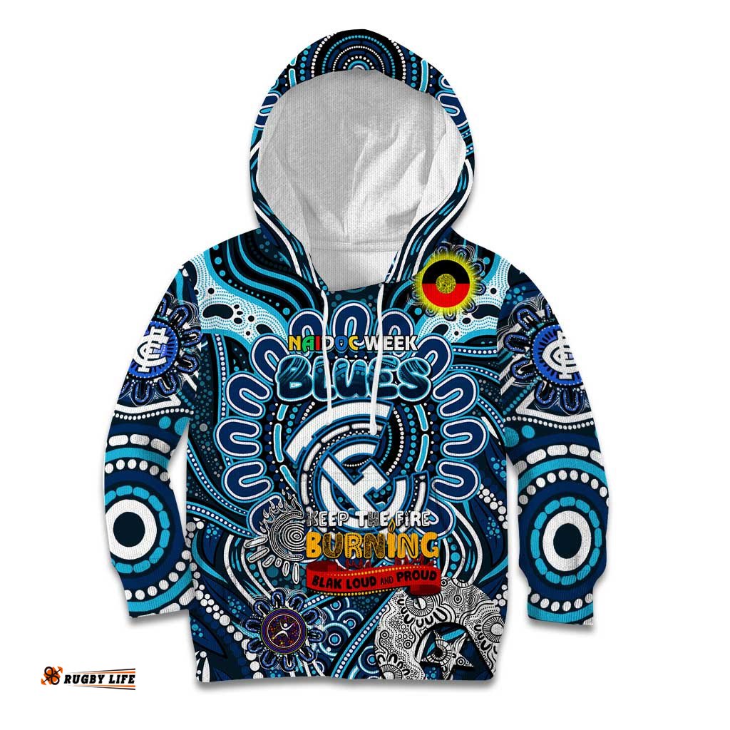 Custom Carlton Blues NAIDOC Week 2024 Kid Hoodie Mascot Football