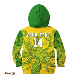 Custom Text And Number Australia Hoodie KID National Colours Proud Aussie Special Indigenous