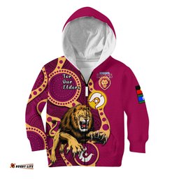 Brisbane Lions Football NAIDOC Hoodie KID For Our Elders Indigenous Art