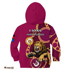 Brisbane Lions Football NAIDOC Hoodie KID For Our Elders Indigenous Art