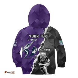 Personalised Storm And Warriors Rugby Kid Hoodie Sporty Style