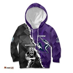 Personalised Storm And Warriors Rugby Kid Hoodie Sporty Style
