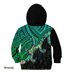 Custom Aotearoa Papua Shell Kid Hoodie Maori Tribal Pattern